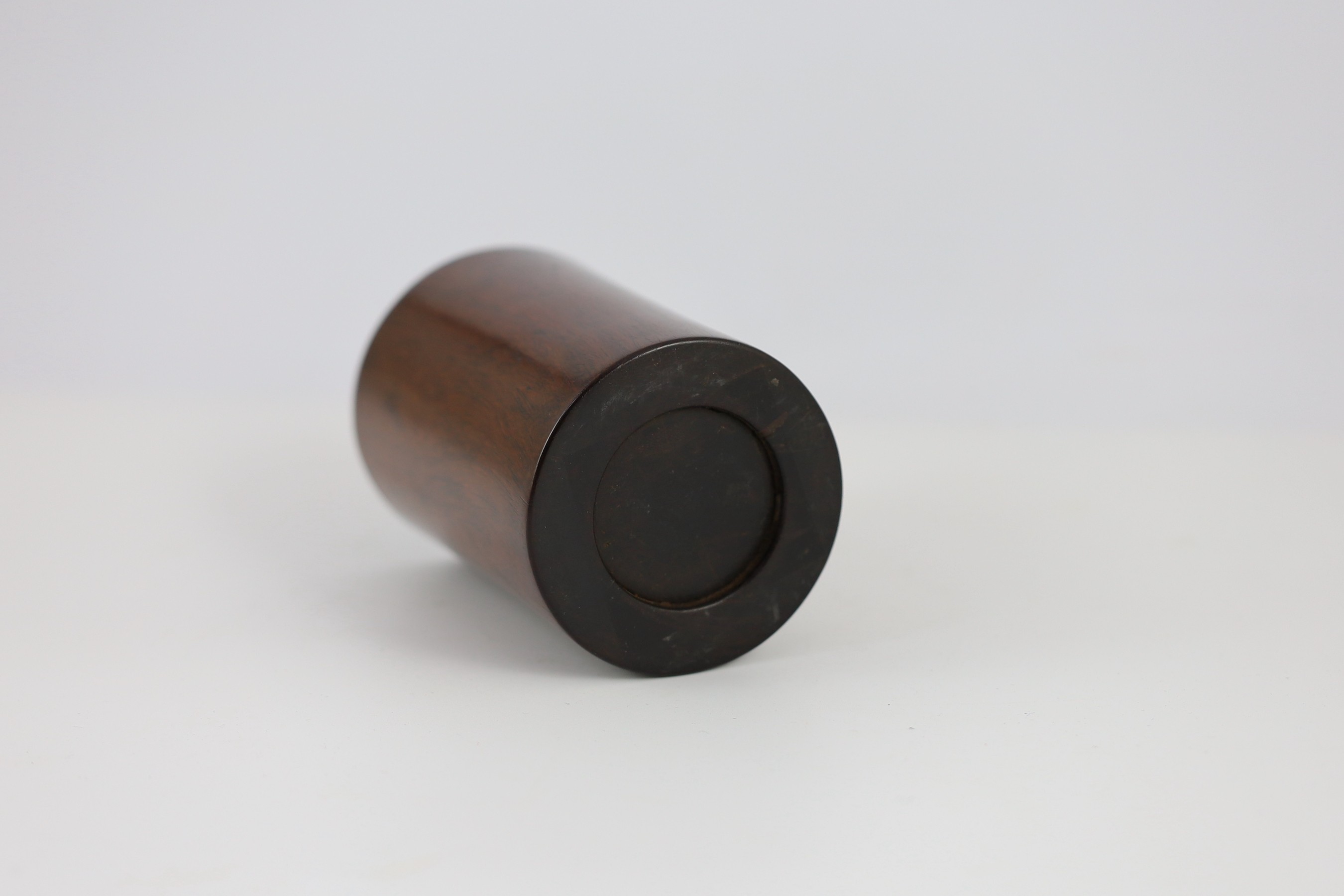 A Chinese huanghuali brushpot, bitong, 18th/19th century, 12.2cm high 8.5cm diameter